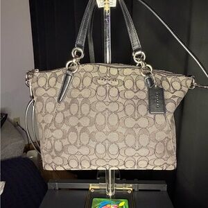 Coach Black and Grey Signature Shoulder Bag